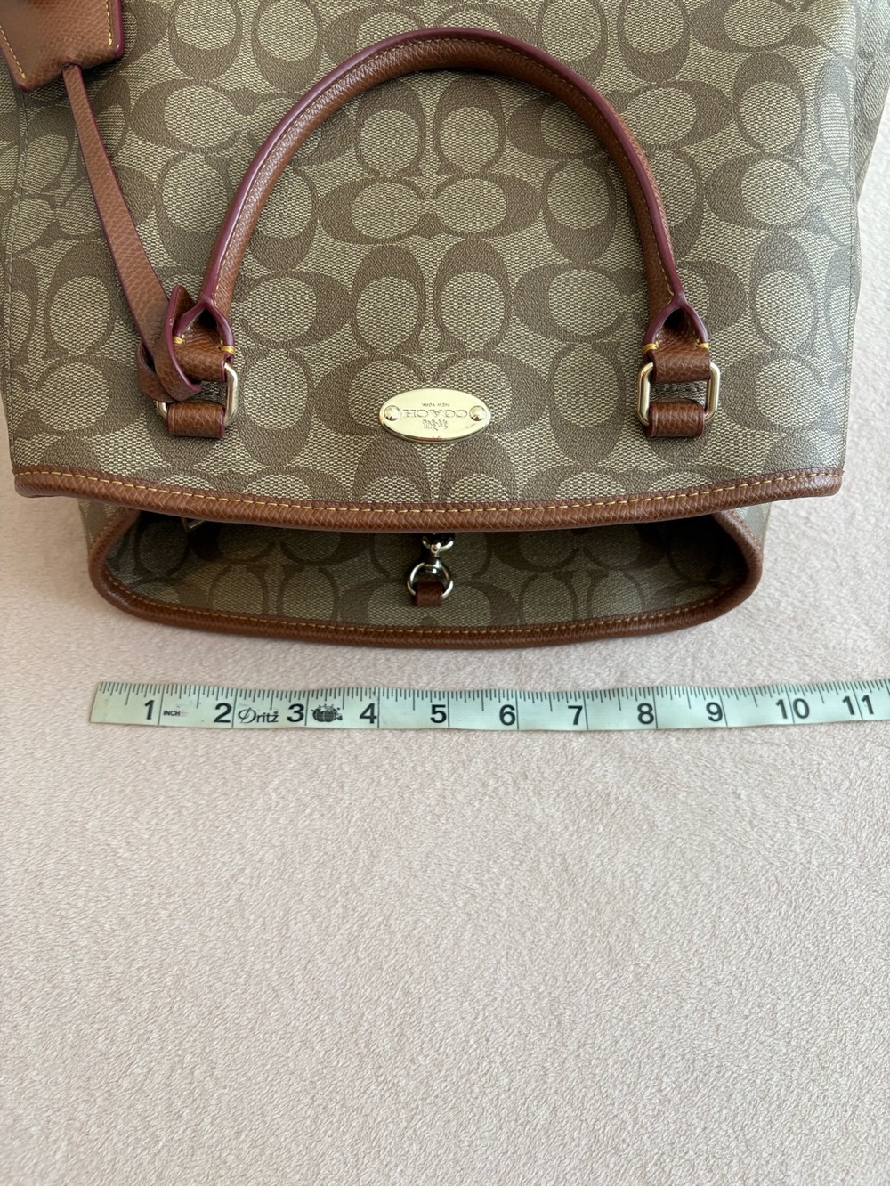 Coach Khaki/Chestnut Signature Satchel with Matching Accessories - Picture 16 of 16